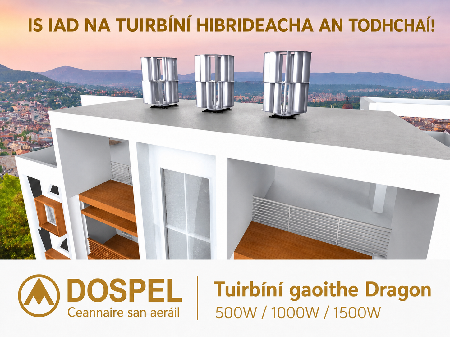 Tuirbíní gaoithe Dragon 500W 1000W 1500W